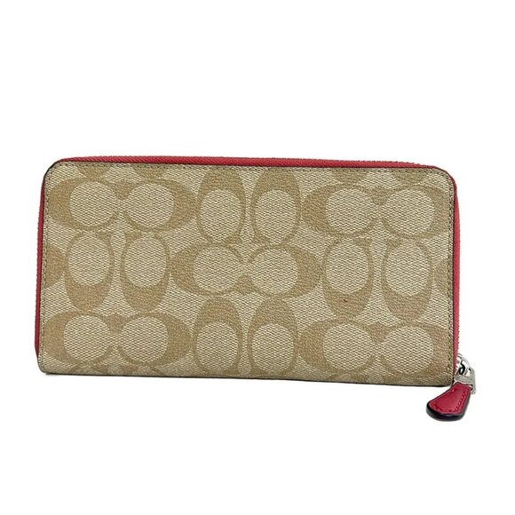 Auth COACH Signature 91571 Khaki Pink PVC - Long Wallet - Picture 2 of 10